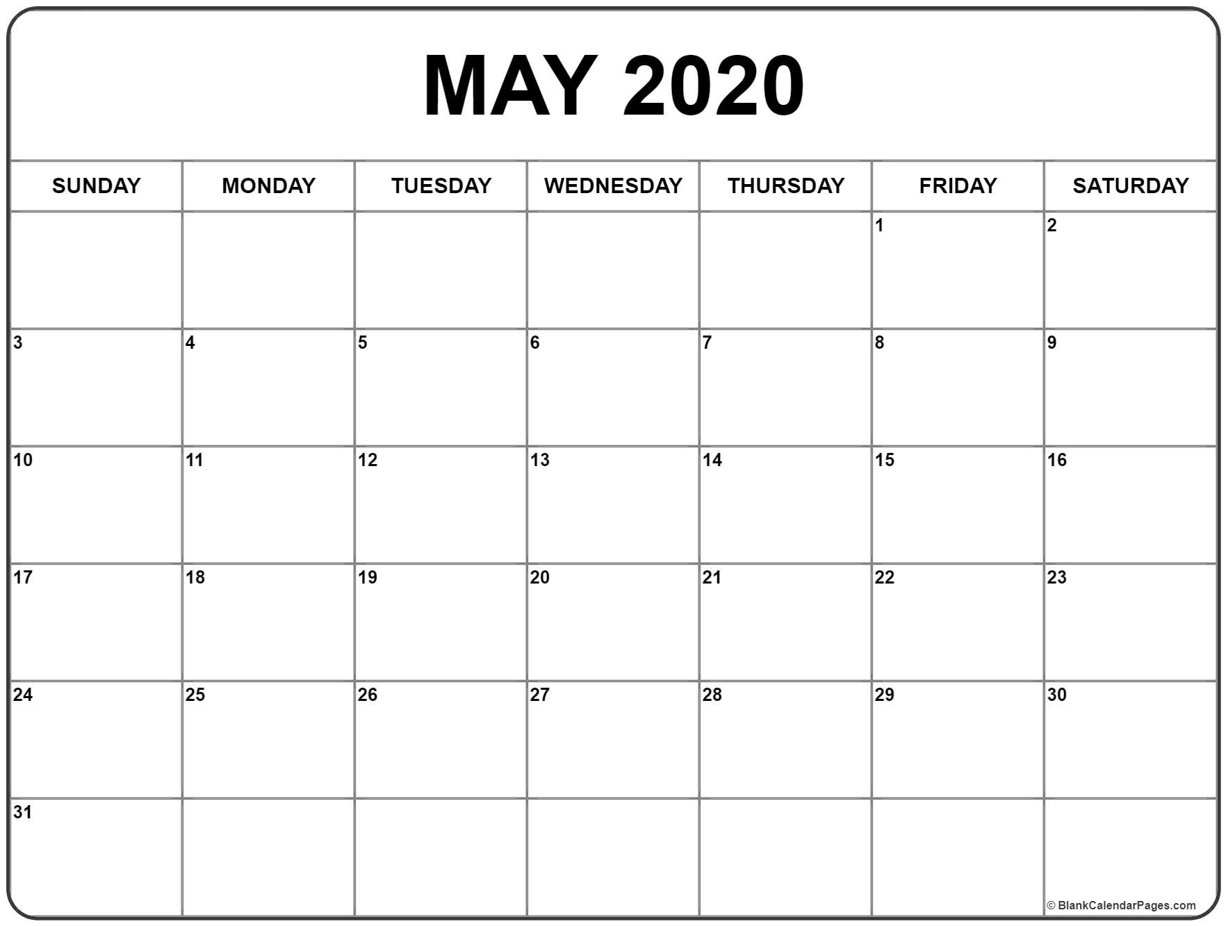 May 2020 Calendar | Free Printable Monthly Calendars T Minus Calendar Template
