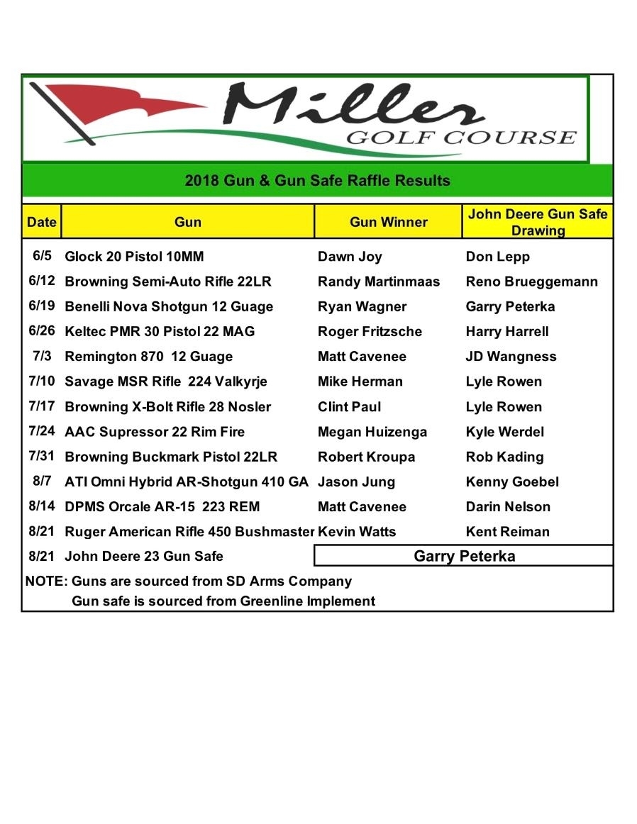 Miller Golf Course - Gun Raffle Calendar Raffle Ticket Printing