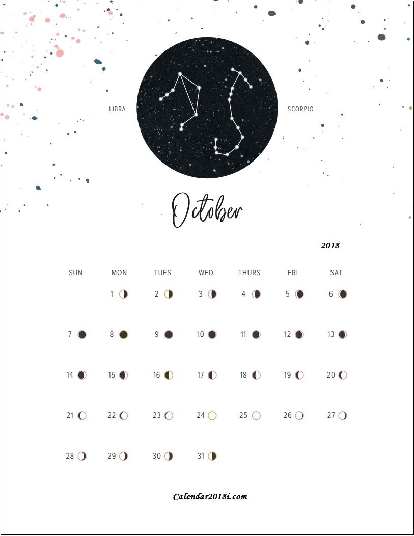 Moon Phases October 2018 Calendar | Gliders✨ | Calendario Lunar Zodiac Calendar For October