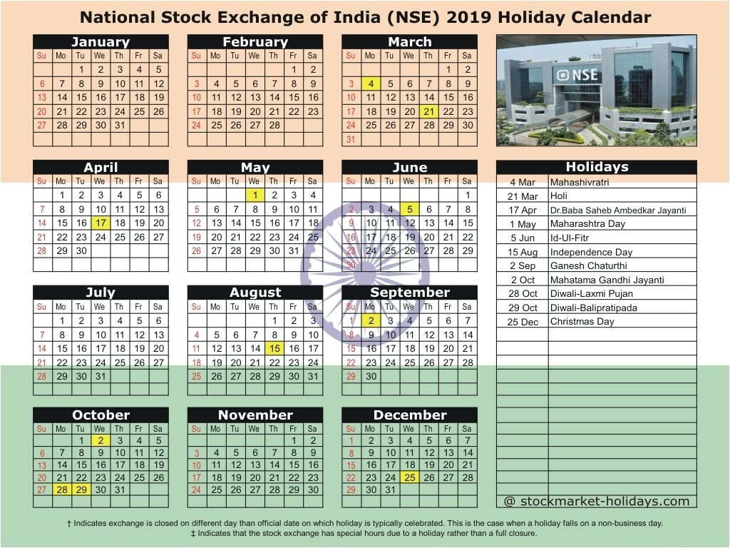 National Stock Exchange Of India 2019 / 2020 Holidays : Nse Holidays 2020 Calendar India Holidays