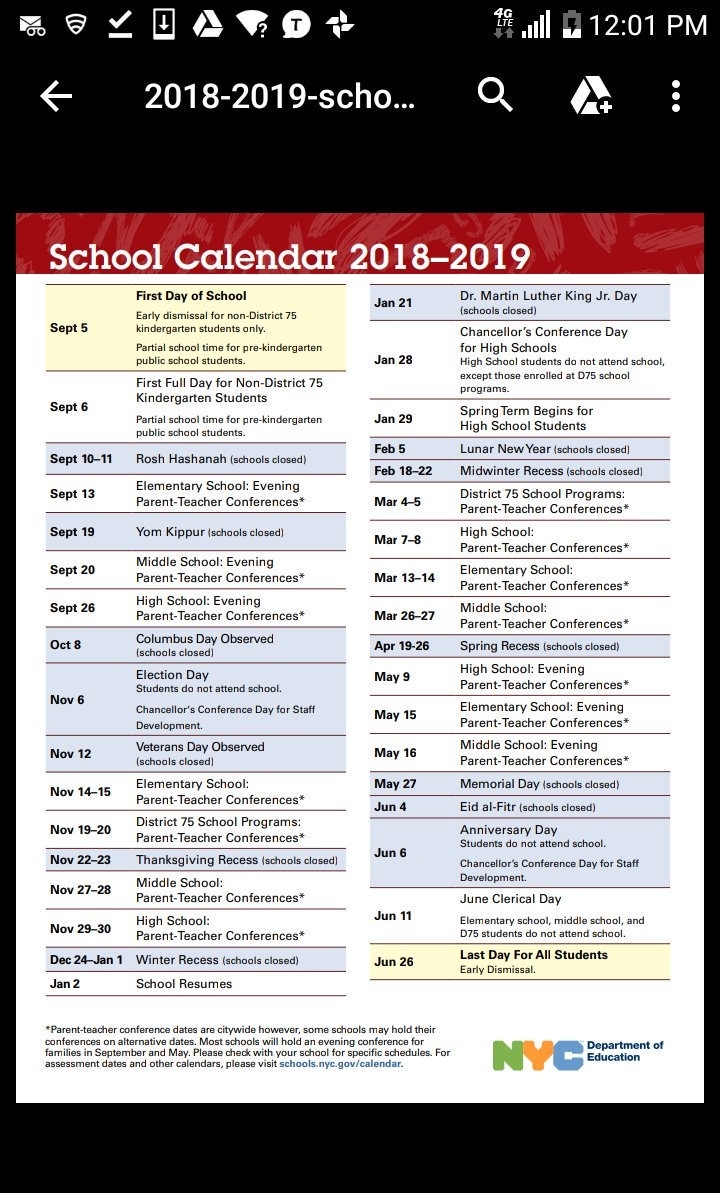 Nyc Public Schools On Twitter: &quot;planning Ahead? Check Out The 2018 Incredible N Y C School Calendar
