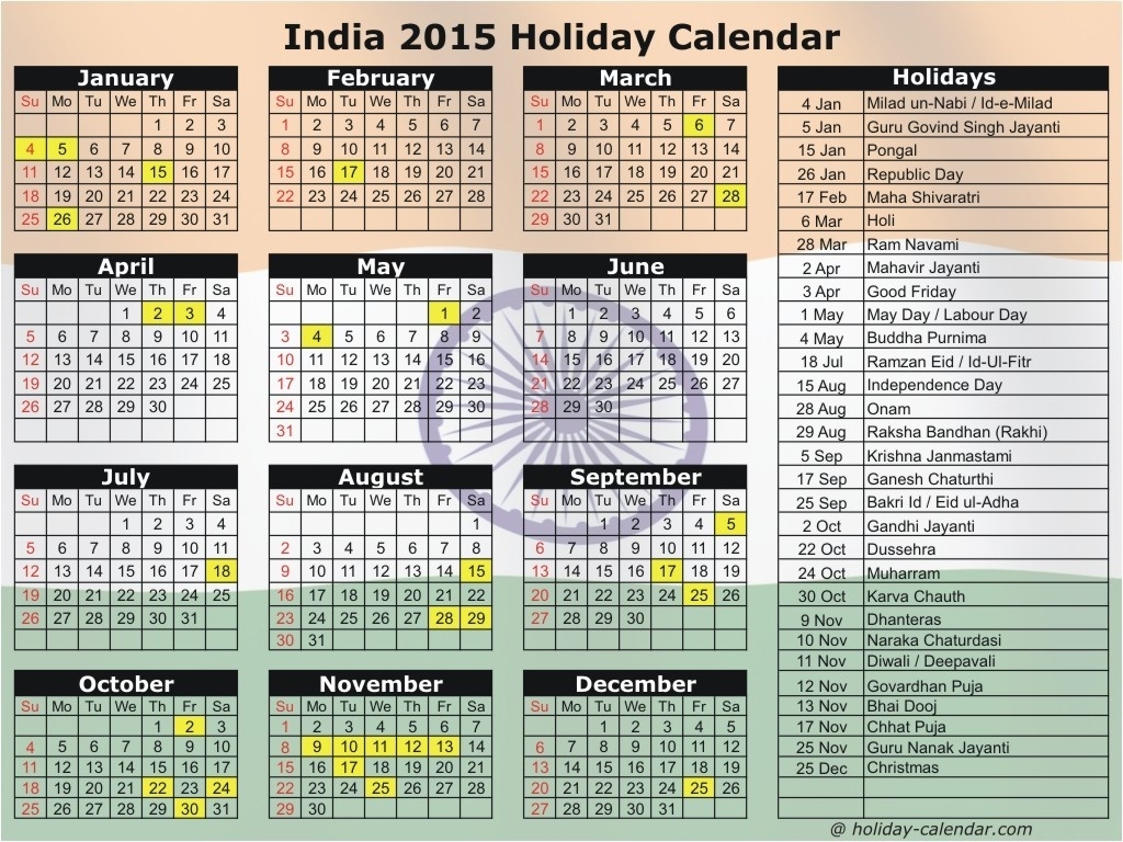 October 2015 Holidays India | Thekpark-Hadong Calendar Holidays For Today