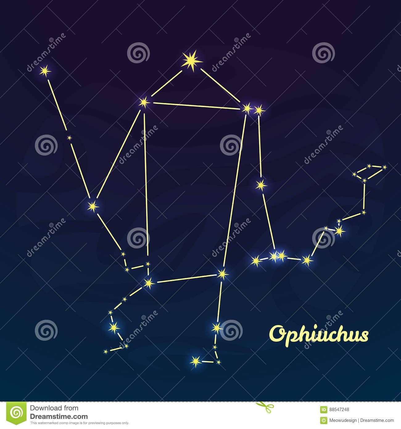 Ophiuchus Constellation Vector Illustration Stock Vector New Zodiac Calendar Ophiuchus