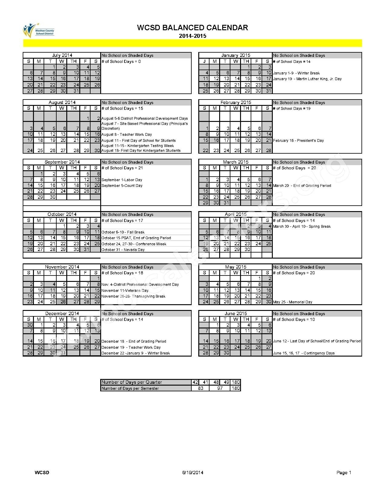 Park County School District Calendar - Ecosia Remarkable School Calendar Washoe County