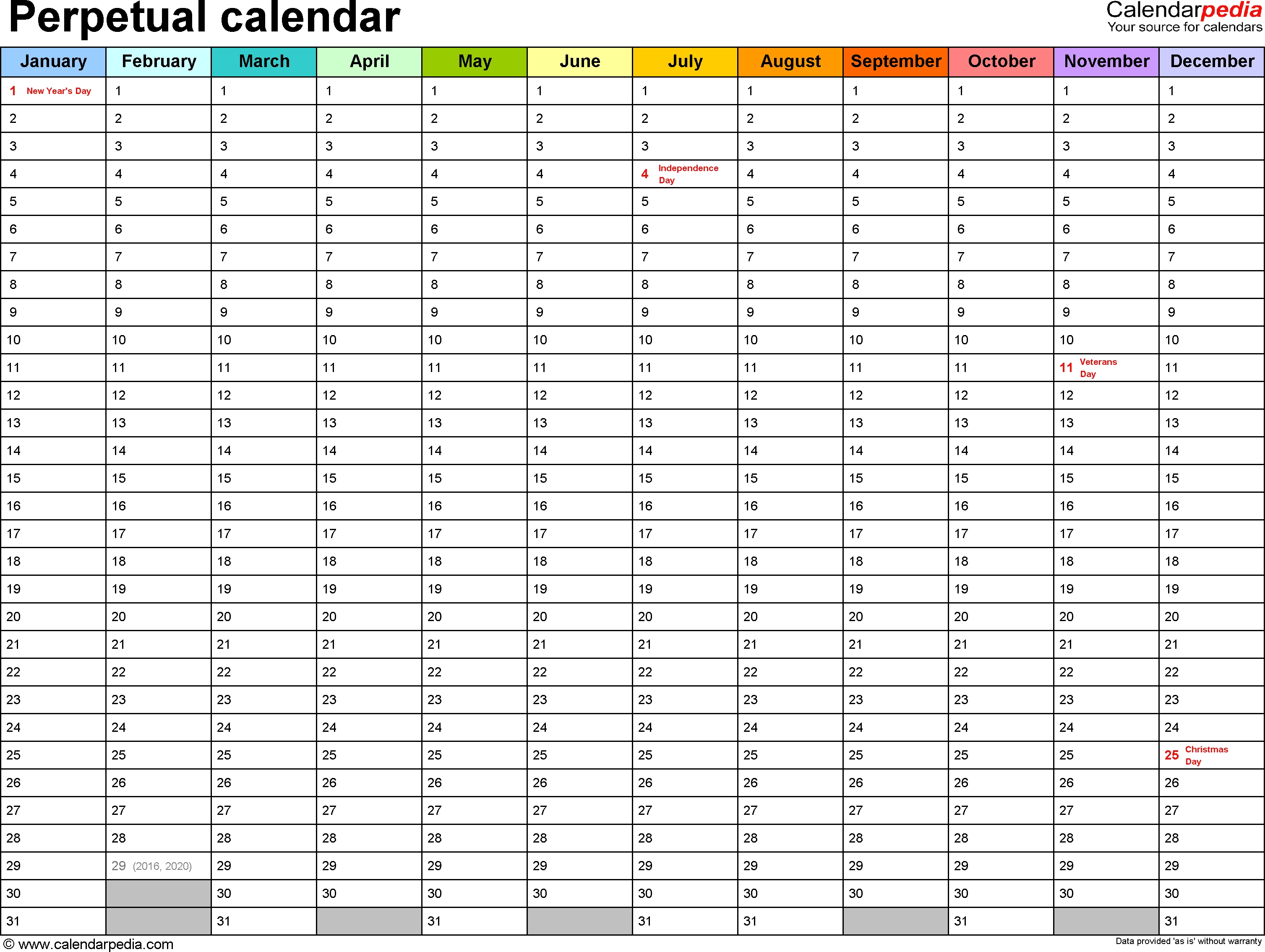 Perpetual Calendars - 7 Free Printable Pdf Templates 1 Year Calendar Wheel Template