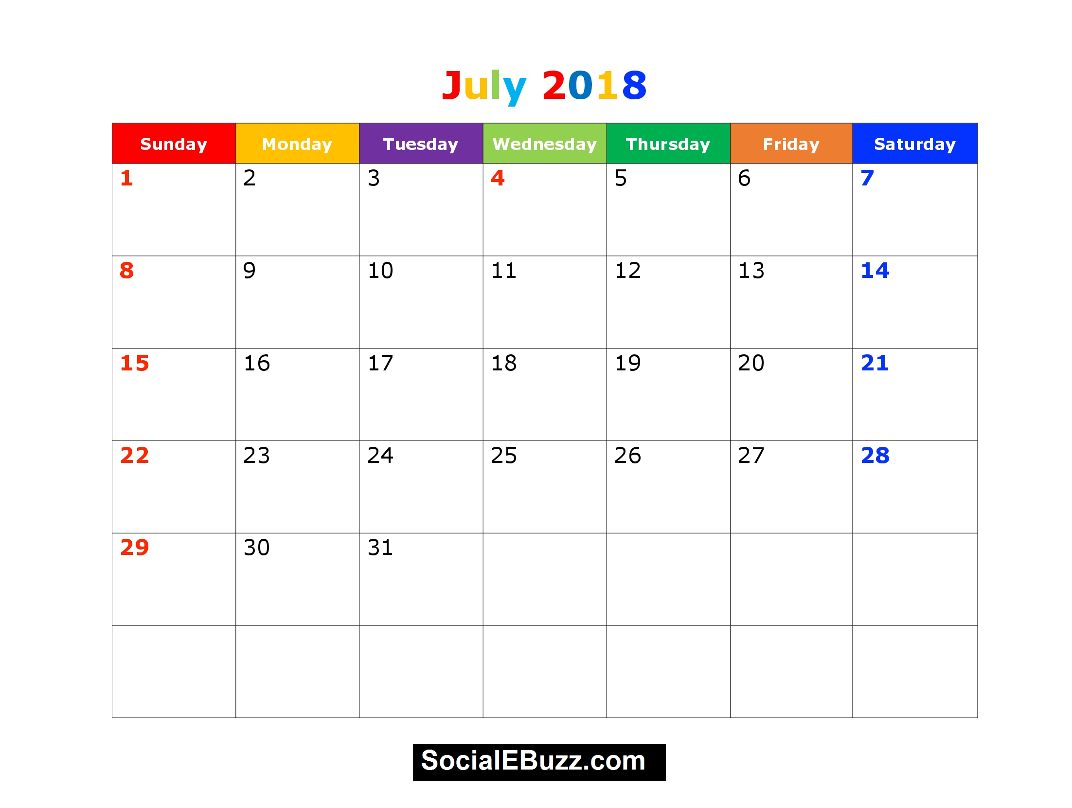 Pin By Monthly Calendar On July Calendar 2018 | Calendar, Calendar Dashing Blank Calendar July 17