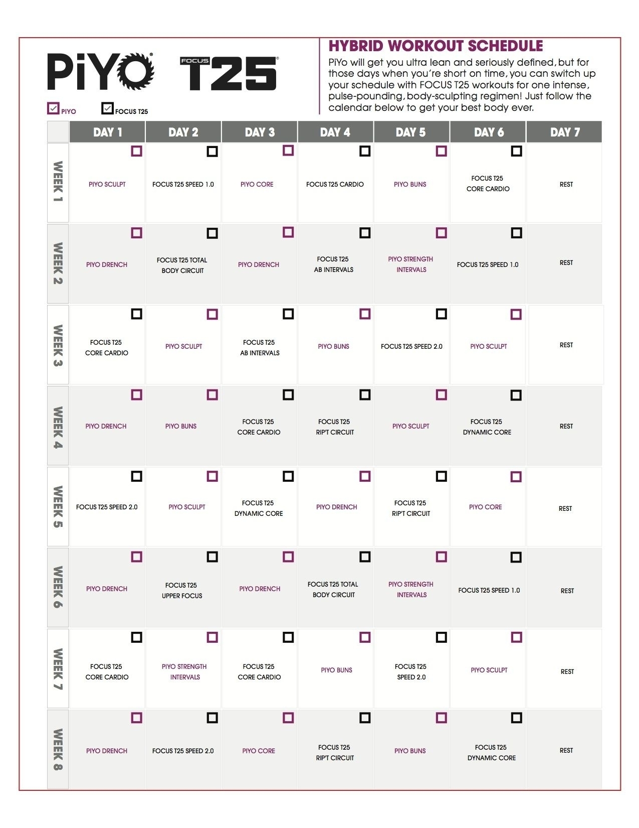 Piyo Calendar Month 1 • Printable Blank Calendar Template Piyo Calendar Month 3