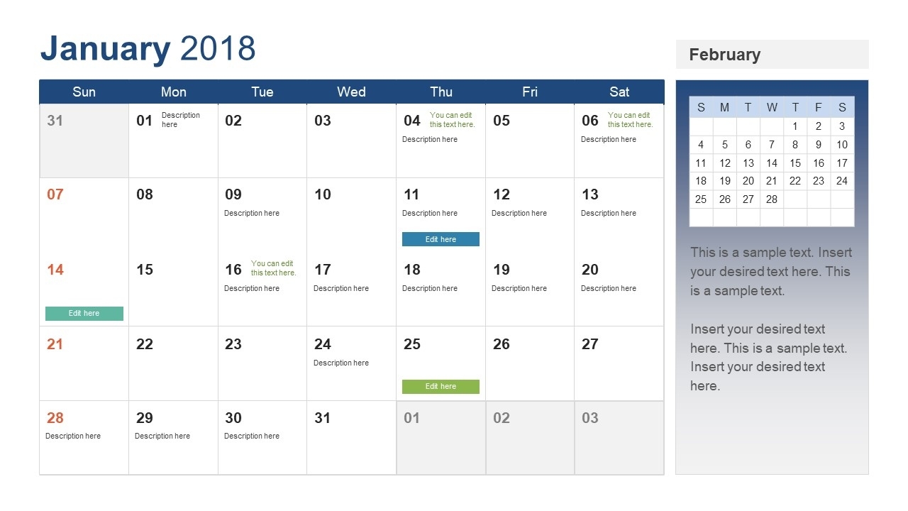 Powerpoint Calendar Template Year 2018 - Slidemodel Calendar Template By Month