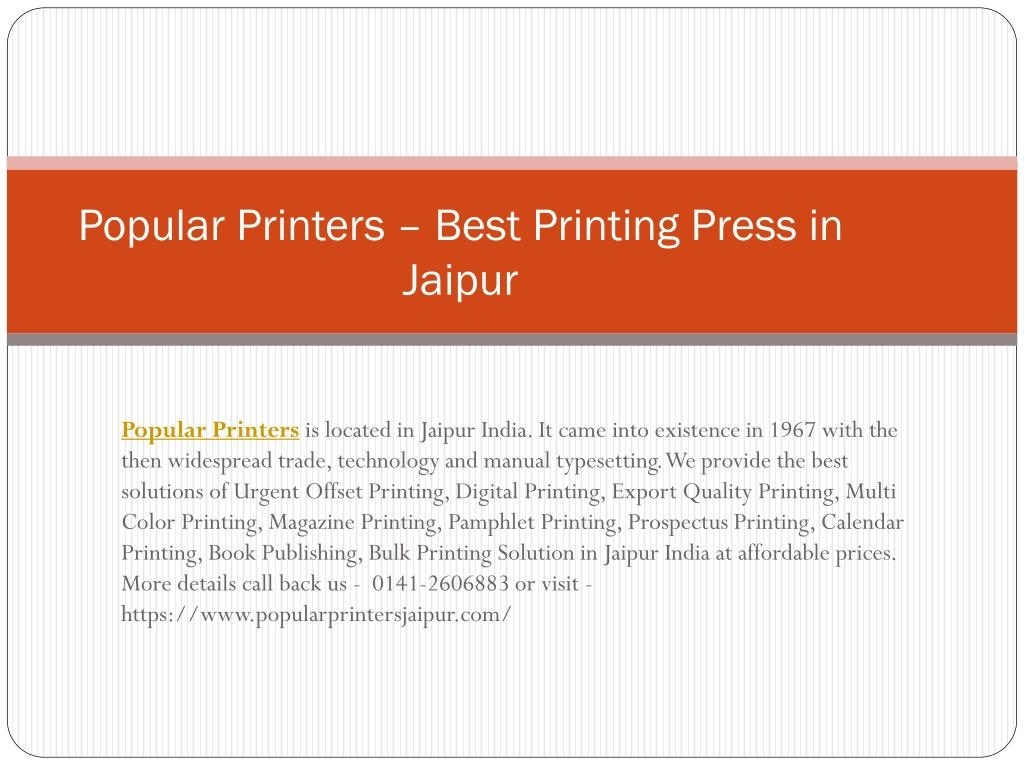 Ppt - Popular Printers – Best Digital Printing In Jaipur Powerpoint Calendar Printing In Jaipur