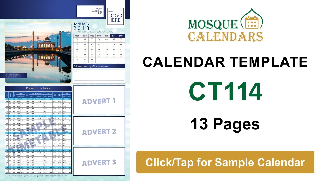 Print Calendar Template Ct114 - Mosque Calendars Uk Calendar Printing Kota Kinabalu