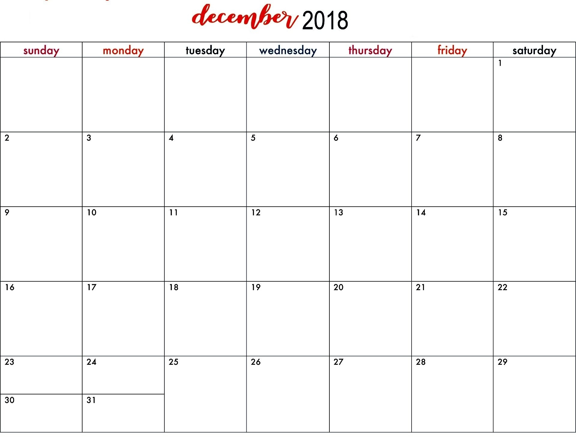 Print December 2018 Calendar With Holidays | December 2018 Holidays Calendar Of Holidays In December