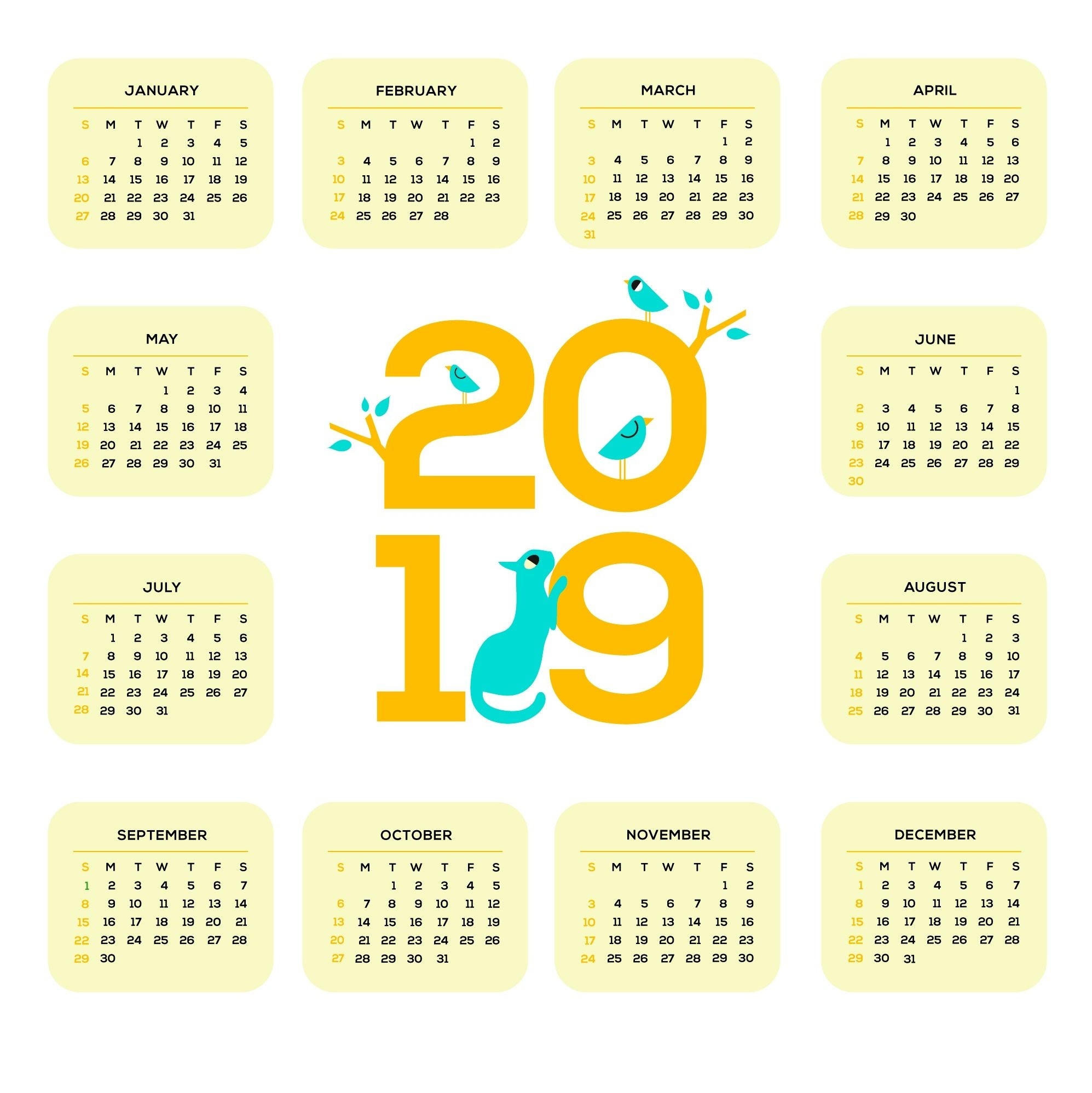 Printable 2019 One Page Calendar | Monthly Calendar Templates | Free Monthly Calendar On One Page
