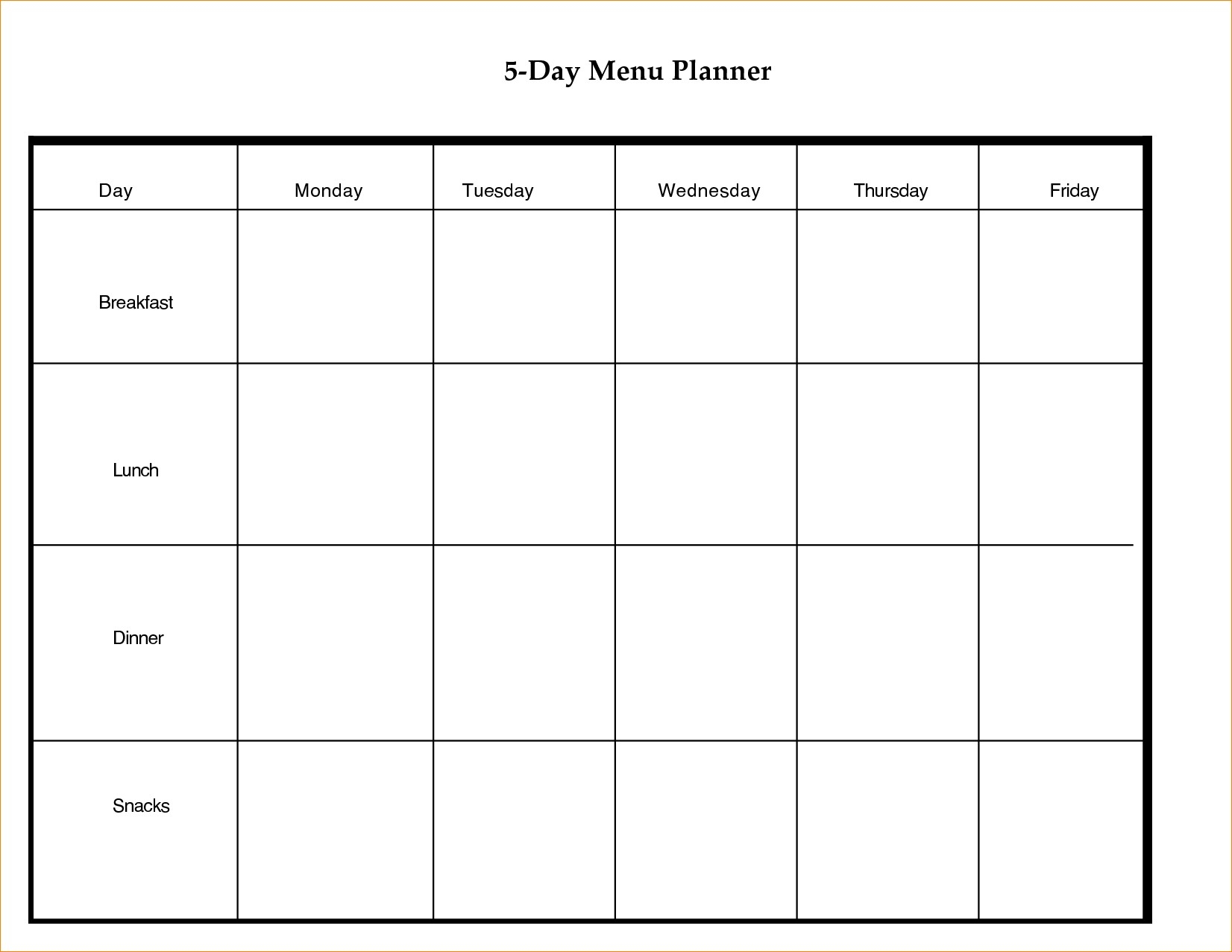 Printable Day Calendar Blank Template Week With Weekly Excel Word 5 Day Calendar Template