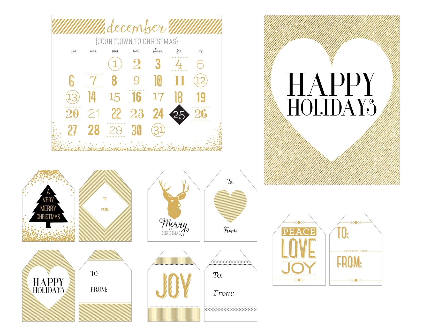 Printable Holiday Decor &amp; Gift Tags From Artsy Couture Create A Countdown Calendar To Print