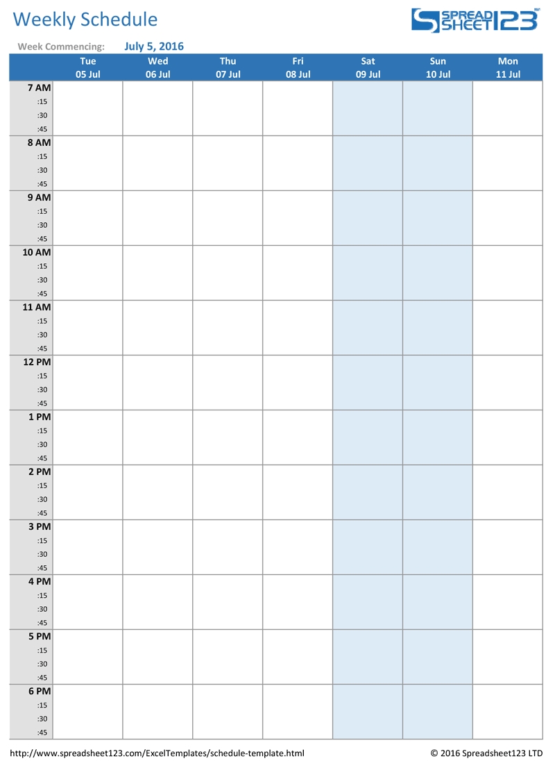 Printable Weekly And Biweekly Schedule Templates For Excel 6 Week Calendar Template Excel