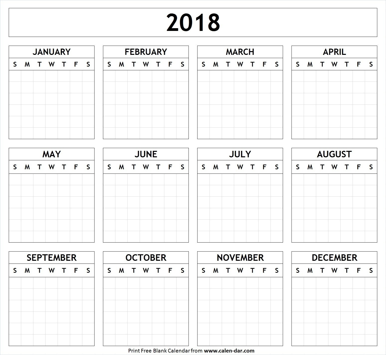 Printable Yearly Calendar 2018 Free Blank Calendar Template 2018 Incredible Year Calendar Template Blank