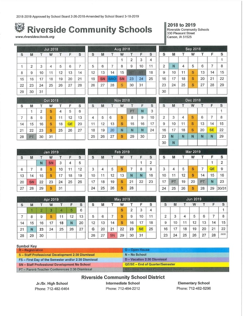 Riverside Community School District - Amended Calendar Incredible Cusd 4 School Calendar