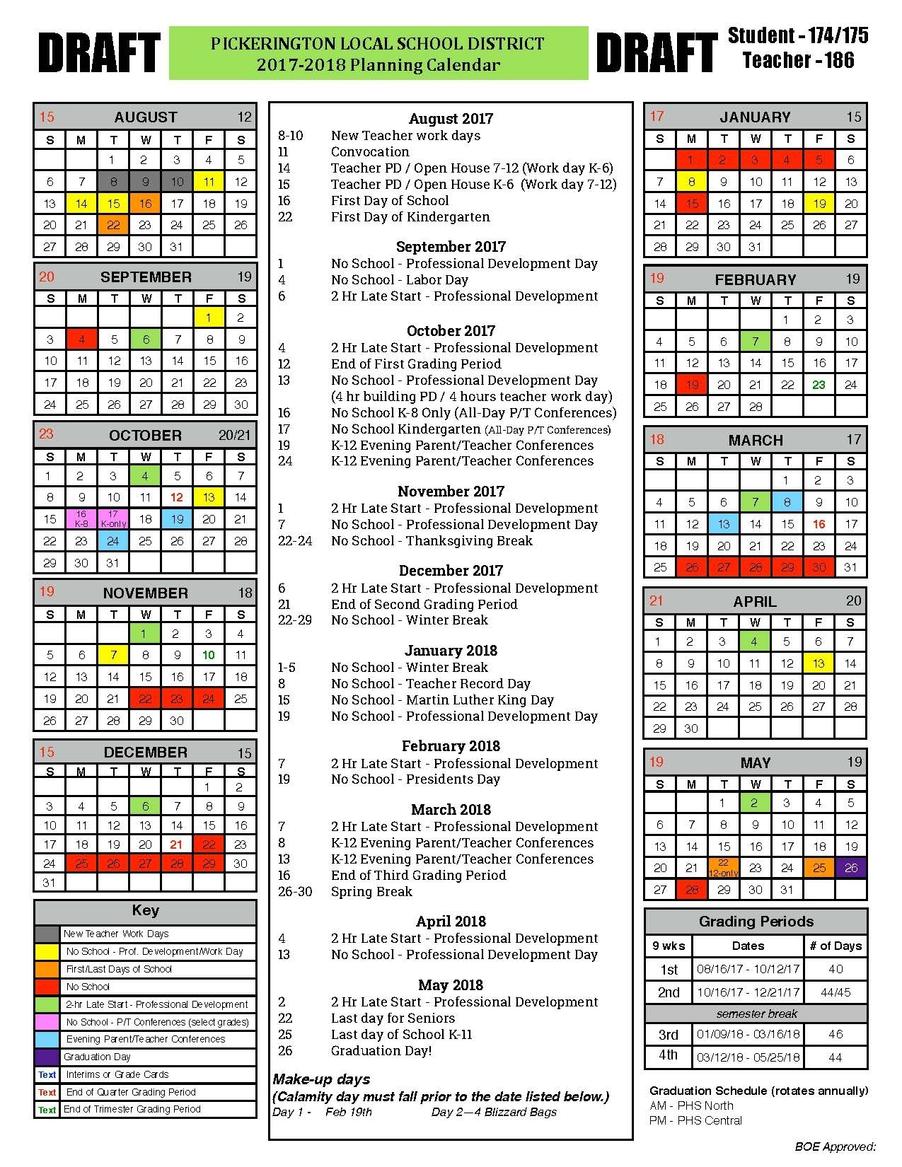 School Board To Consider 2017-18 Calendar January 9 - Pickerington Incredible District 2 School Calendar