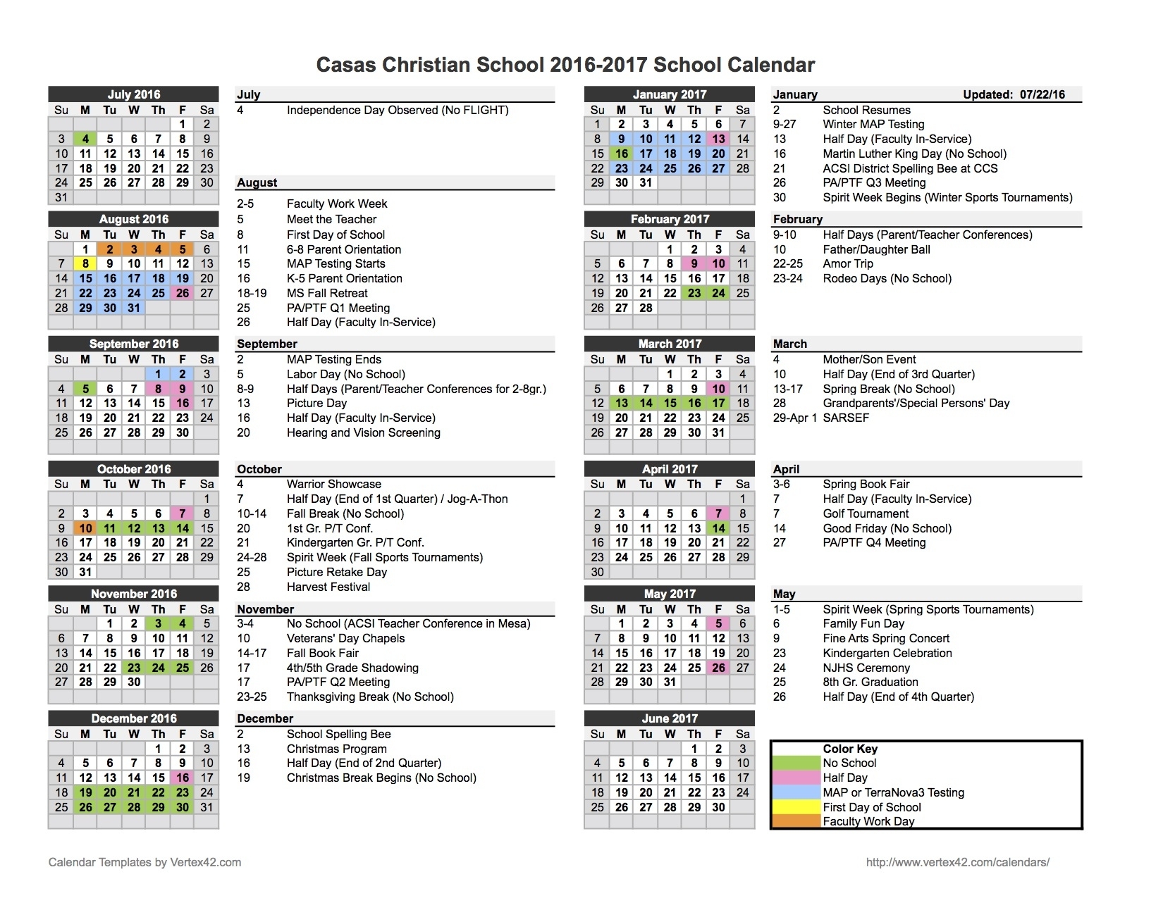 School Calendar - Casas Christian School Exceptional 9 Week School Calendar