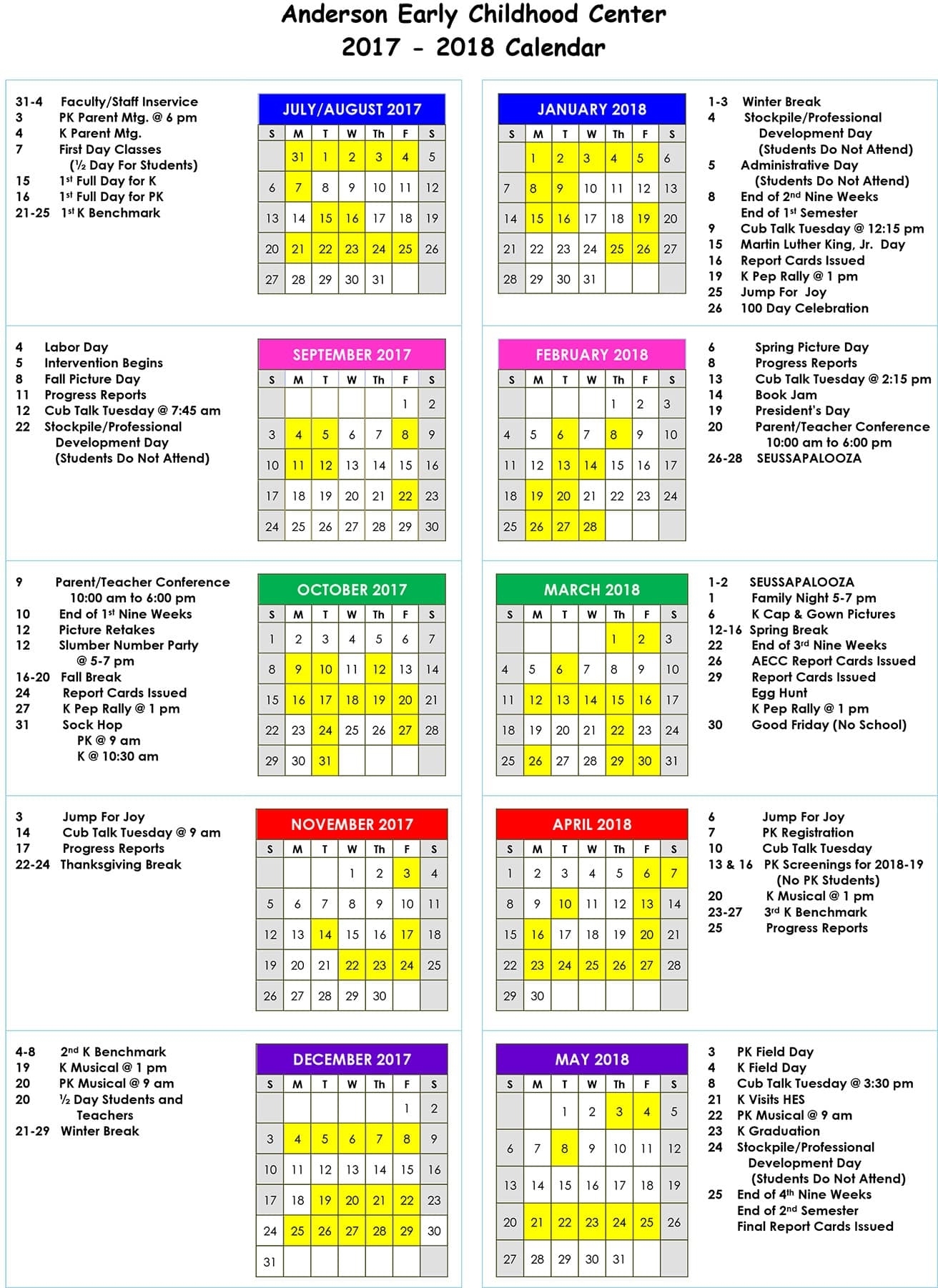 School Calendar | Haywood County Schools Anderson 2 School Calendar