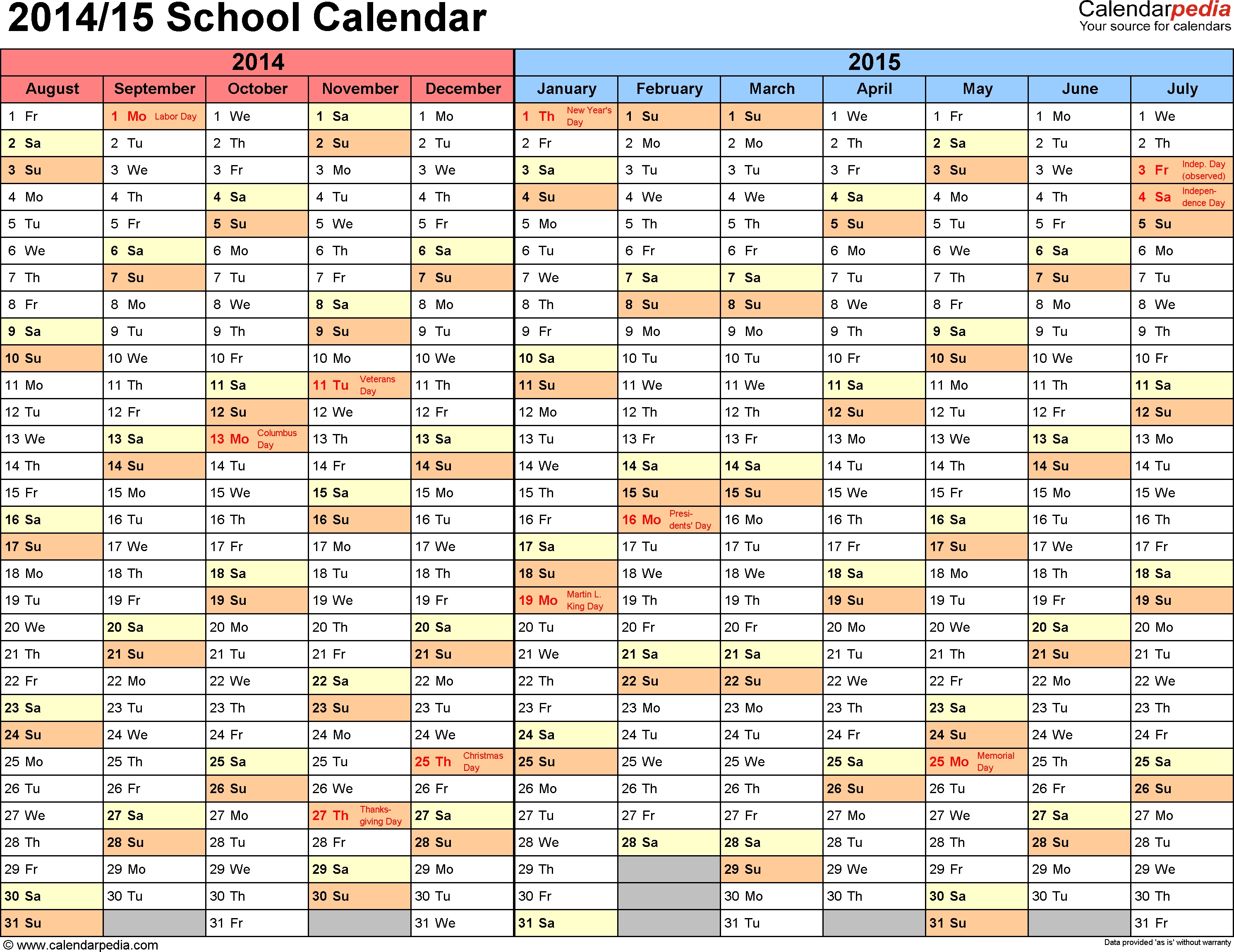 School Calendars 2014/2015 As Free Printable Word Templates Term 4 Calendar Template
