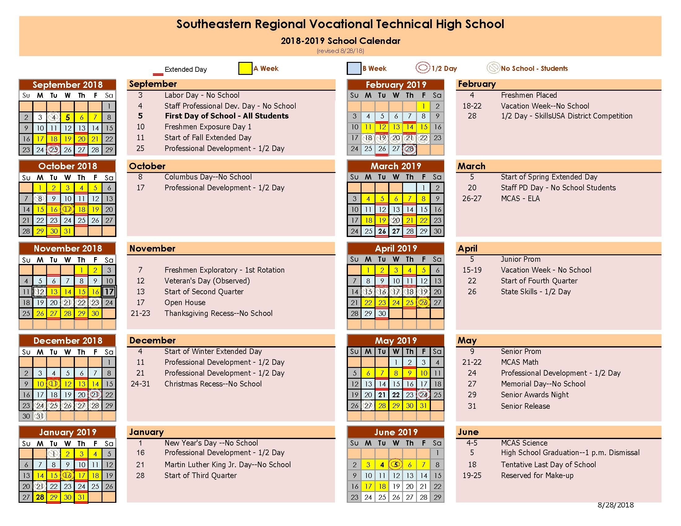 School Day Calendar | Southeastern Regional Region 6 School Calendar