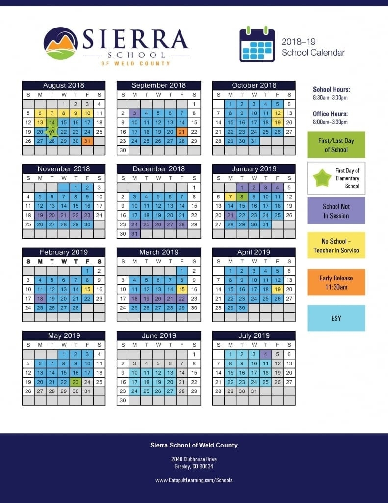 Sierra School Of Weld County - Catapult Learning Boces 2 School Calendar