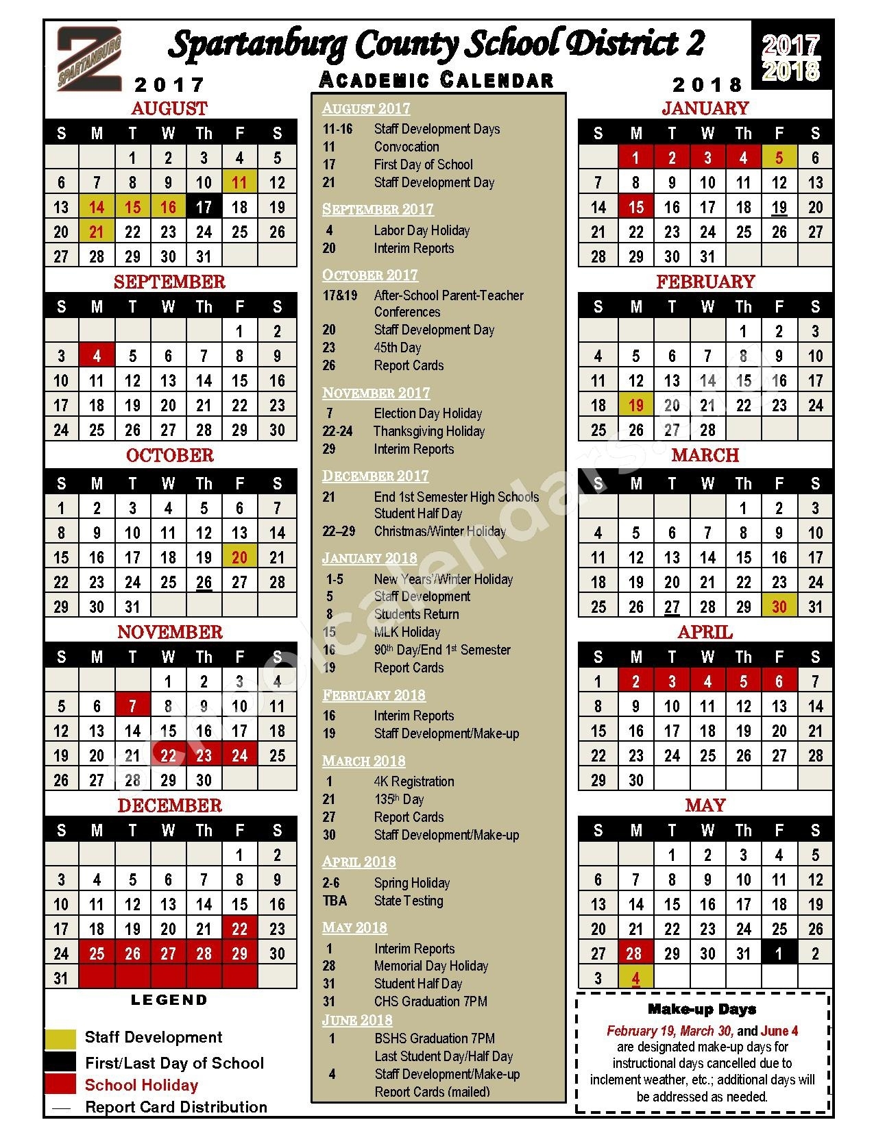 Spartanburg School District 2 Calendars – Chesnee, Sc District 2 School Calendar