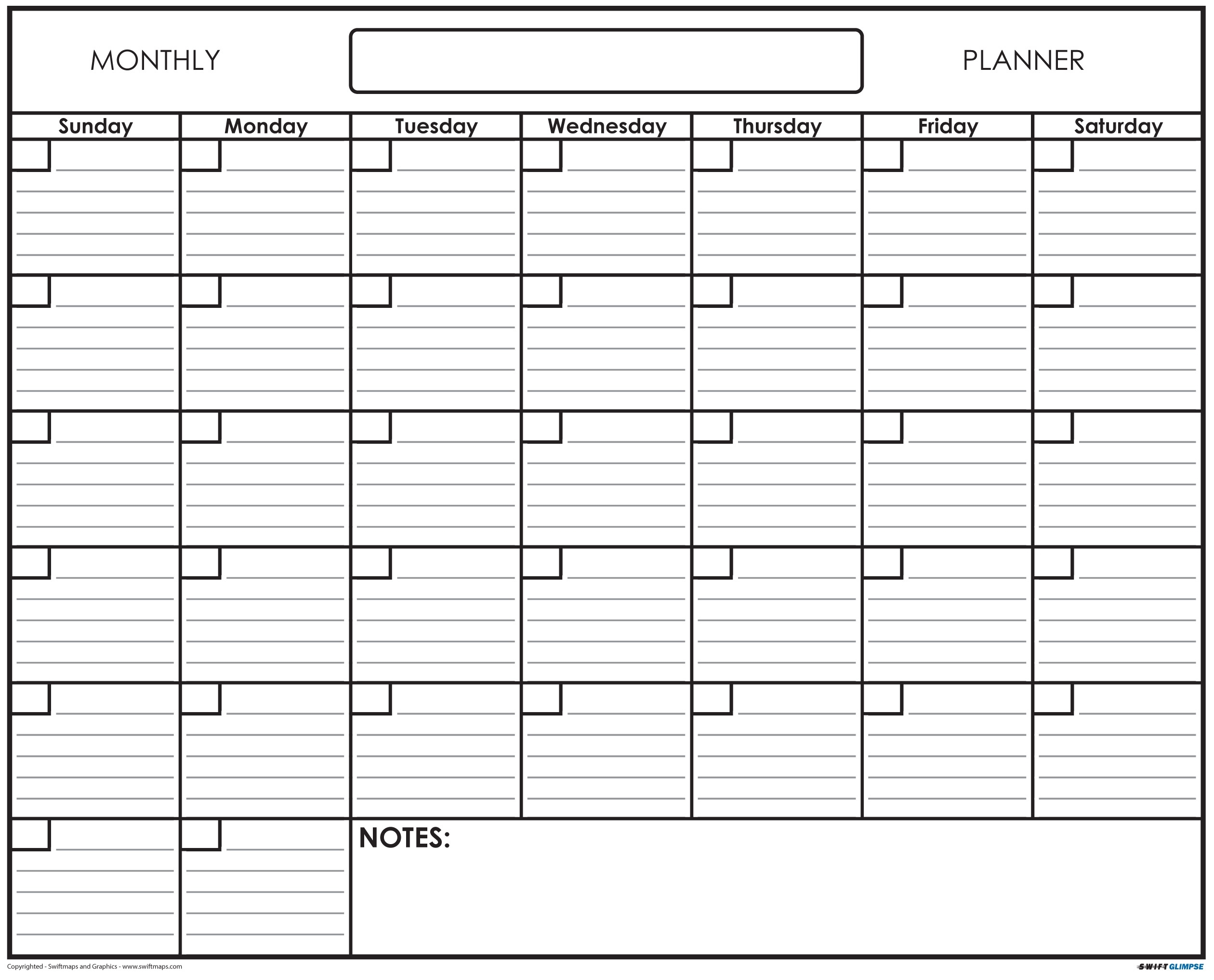 Swiftglimpse Blank 1 Month Undated Wall Calendar Monthly Wall Planner Blank Calendar With Lines