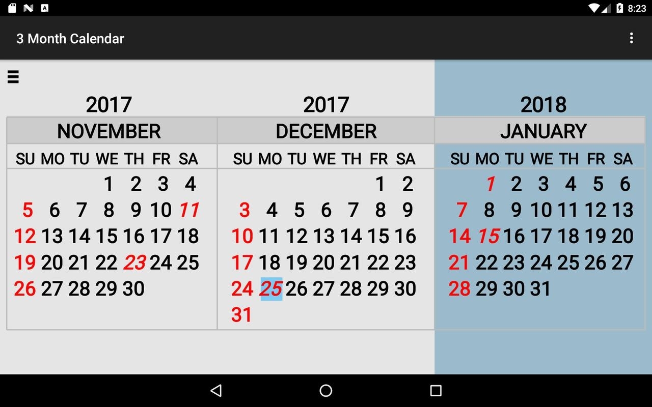 Three Month Calendar For Android - Apk Download Calendar Get Month Android