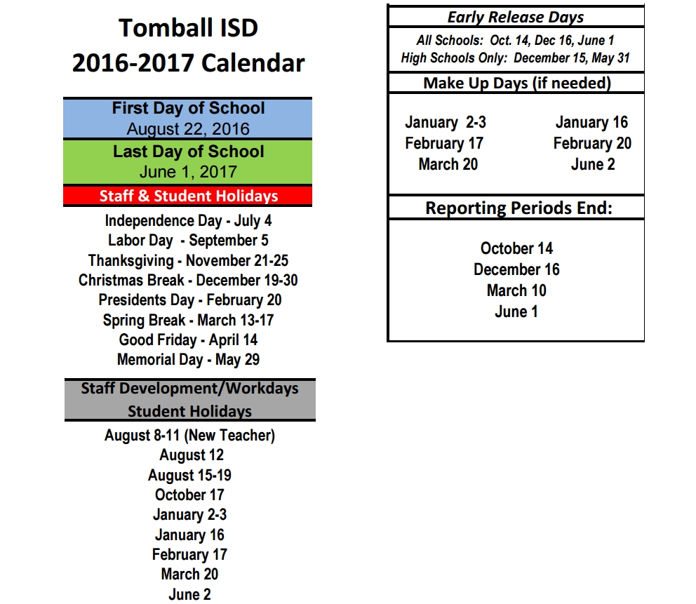 Tomball High School - School District Instructional Calendar Extraordinary School Calendar Tomball Isd