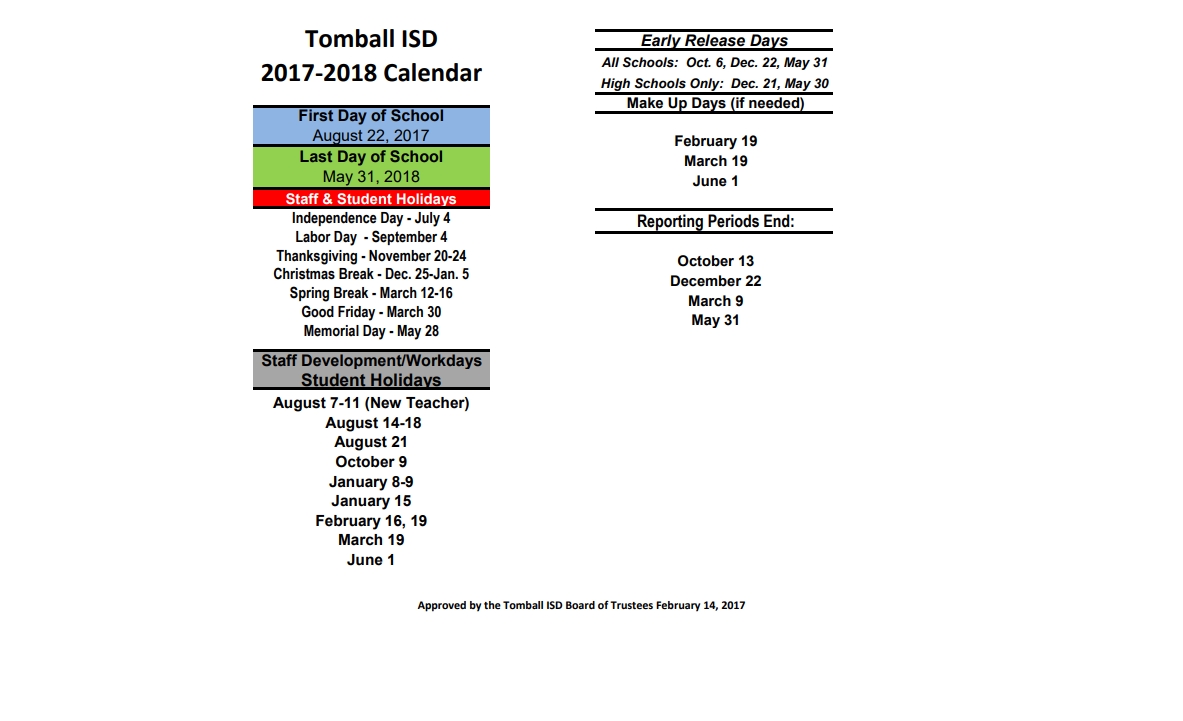Tomball Junior High - School District Instructional Calendar Extraordinary School Calendar Tomball Isd