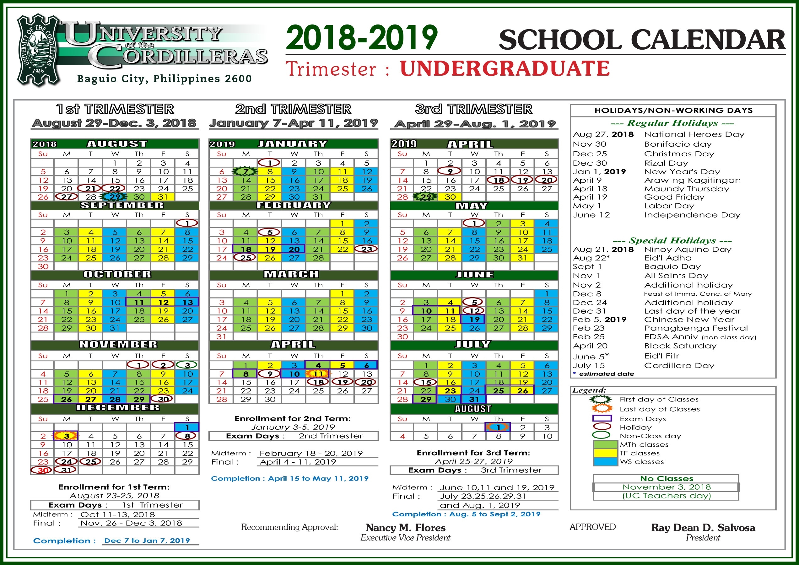 Uc School Calendar For Sy 2018-2019 - University Of The Cordilleras Remarkable Tri C School Calendar