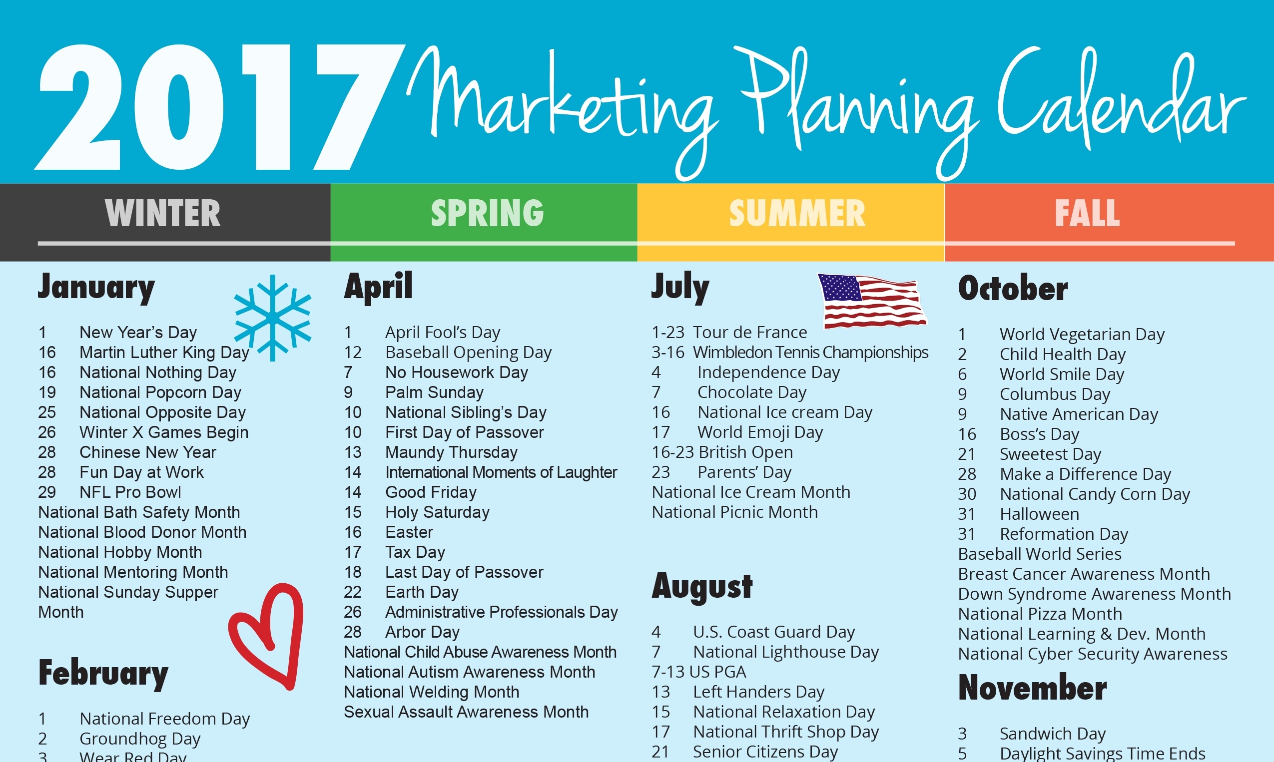 Ultimate 2017 Marketing Planning Calendar - Rebecca Vandenberg Web Monthly Calendar Of Special Days