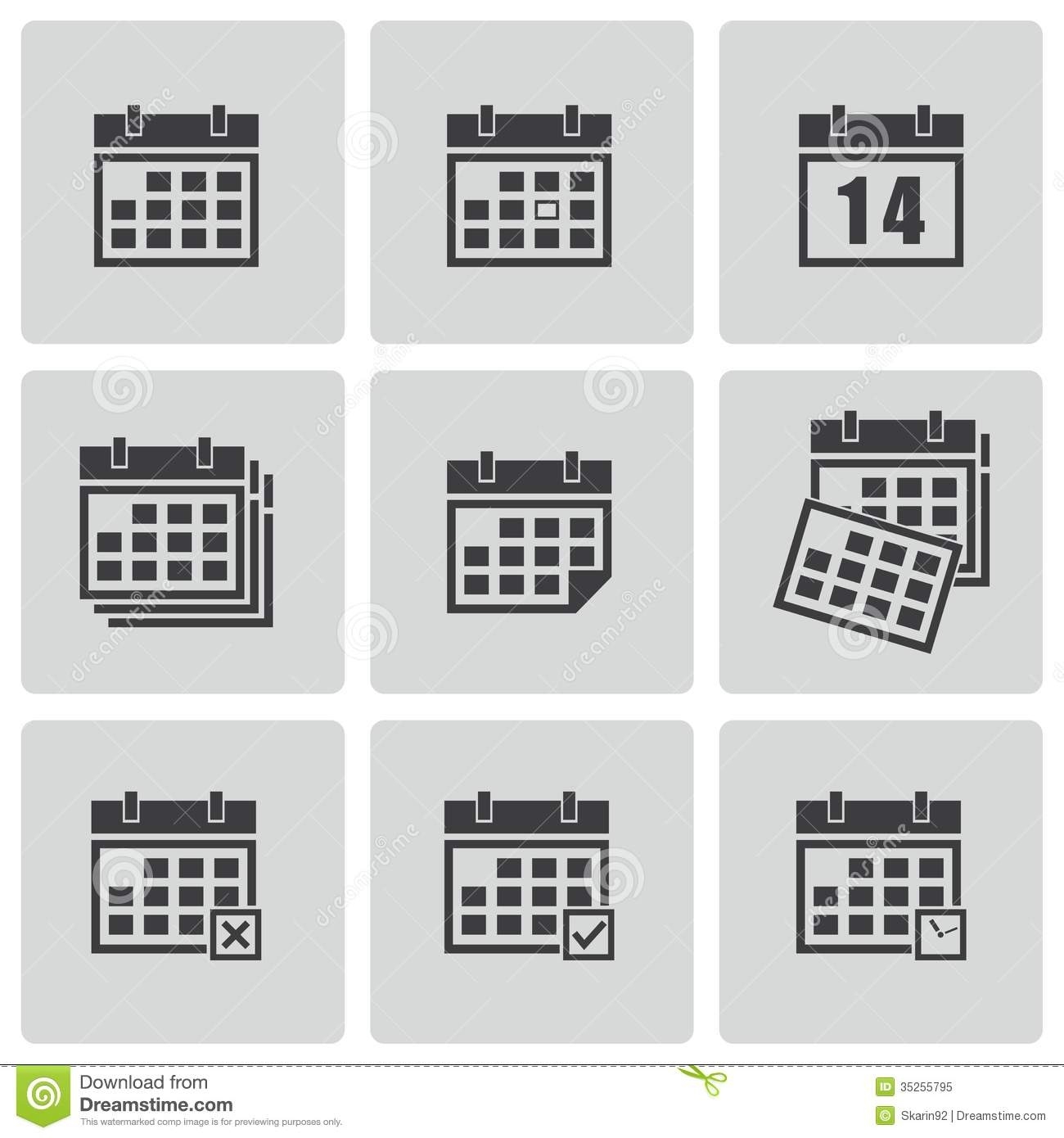 Vector Black Calendar Icons Set Stock Vector - Illustration Of Icon Calendar Icon Eps Free