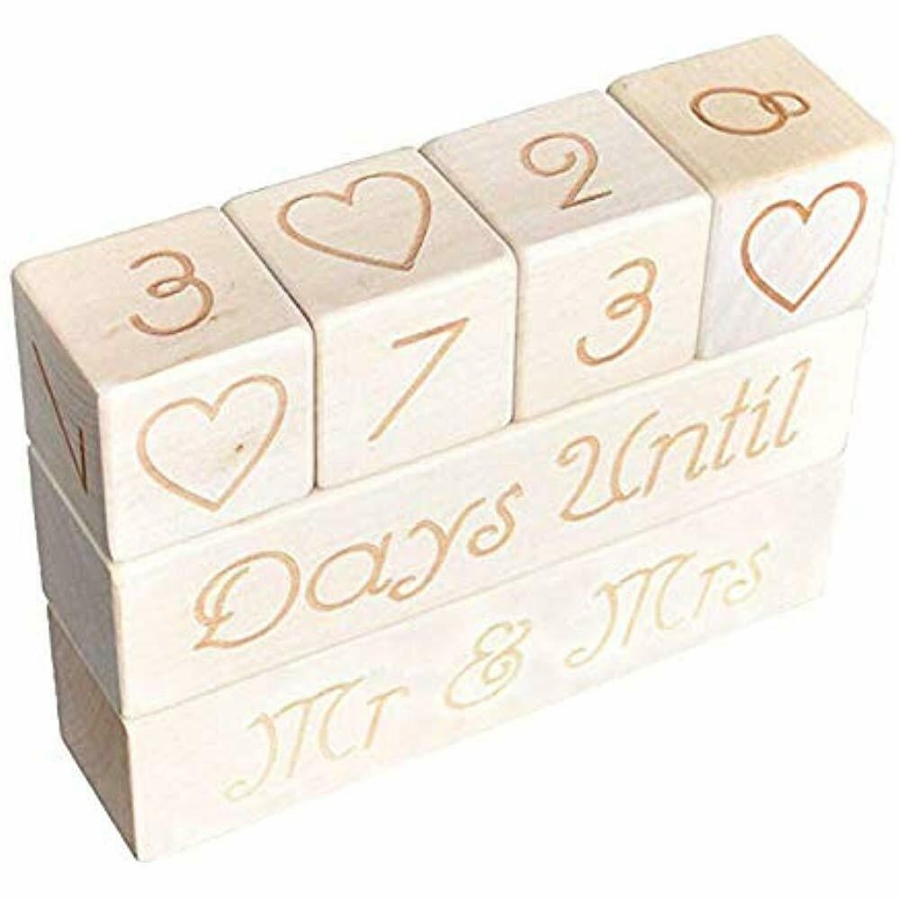 Wedding Countdown Calendar (Wooden Blocks) - Unique &quot; Funny 1 Year Wedding Countdown Calendar
