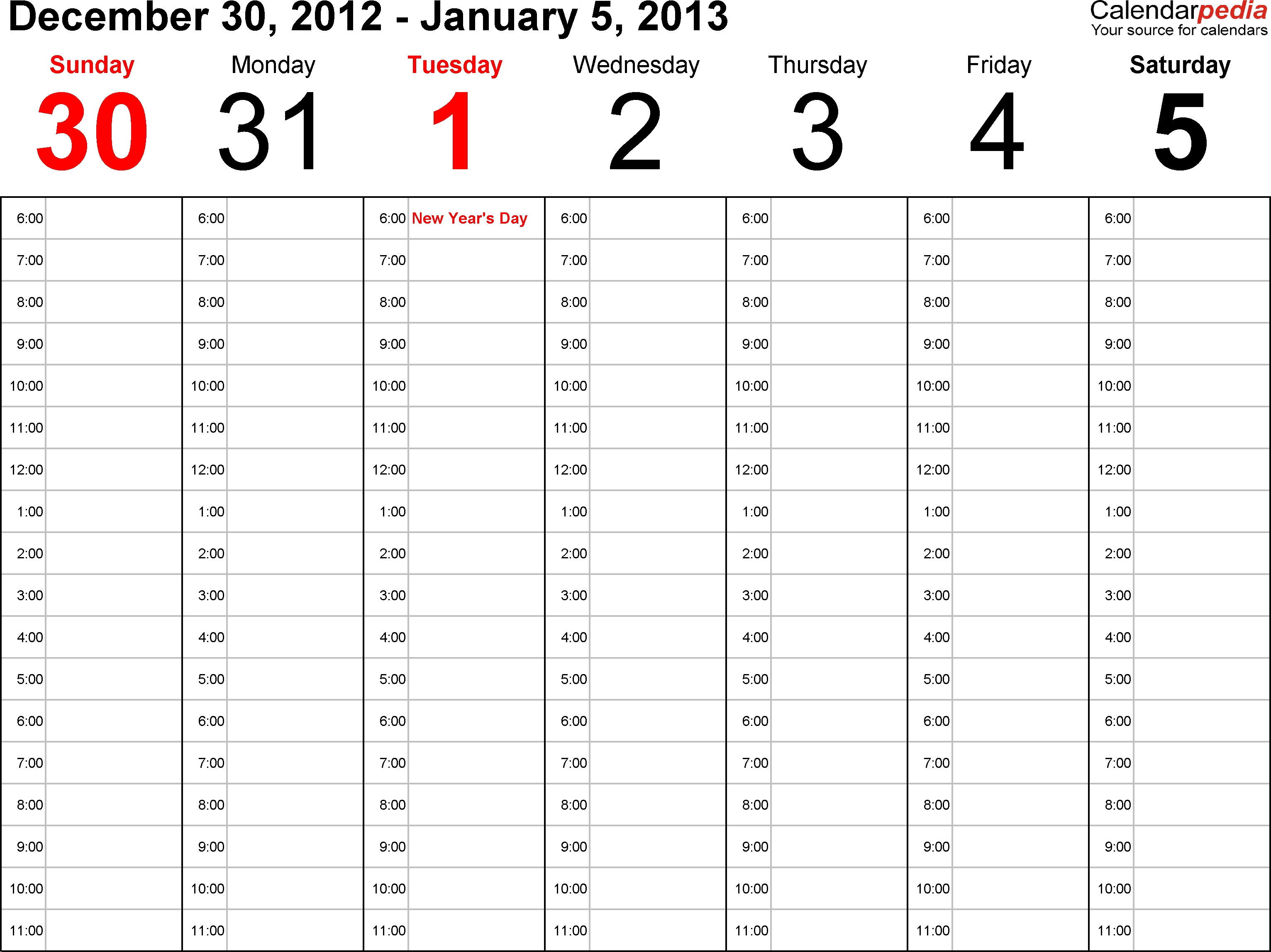 Weekly Calendar 2013 For Excel - 4 Free Printable Templates Calendar Template Date And Time