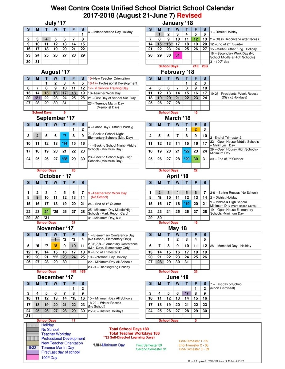 West County Schools On Twitter: &quot;the 2017-18 School Year Is Underway Incredible School Calendar District 87