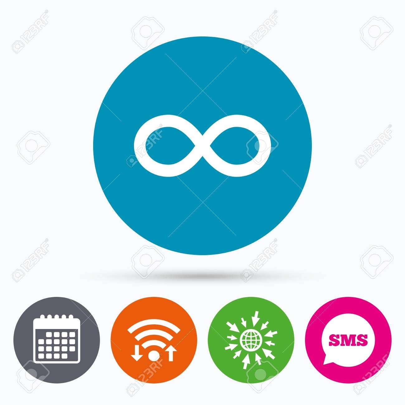 Wifi, Sms And Calendar Icons. Repeat Icon. Loop Symbol. Infinity Calendar Icon Doesn&amp;#039;t Update