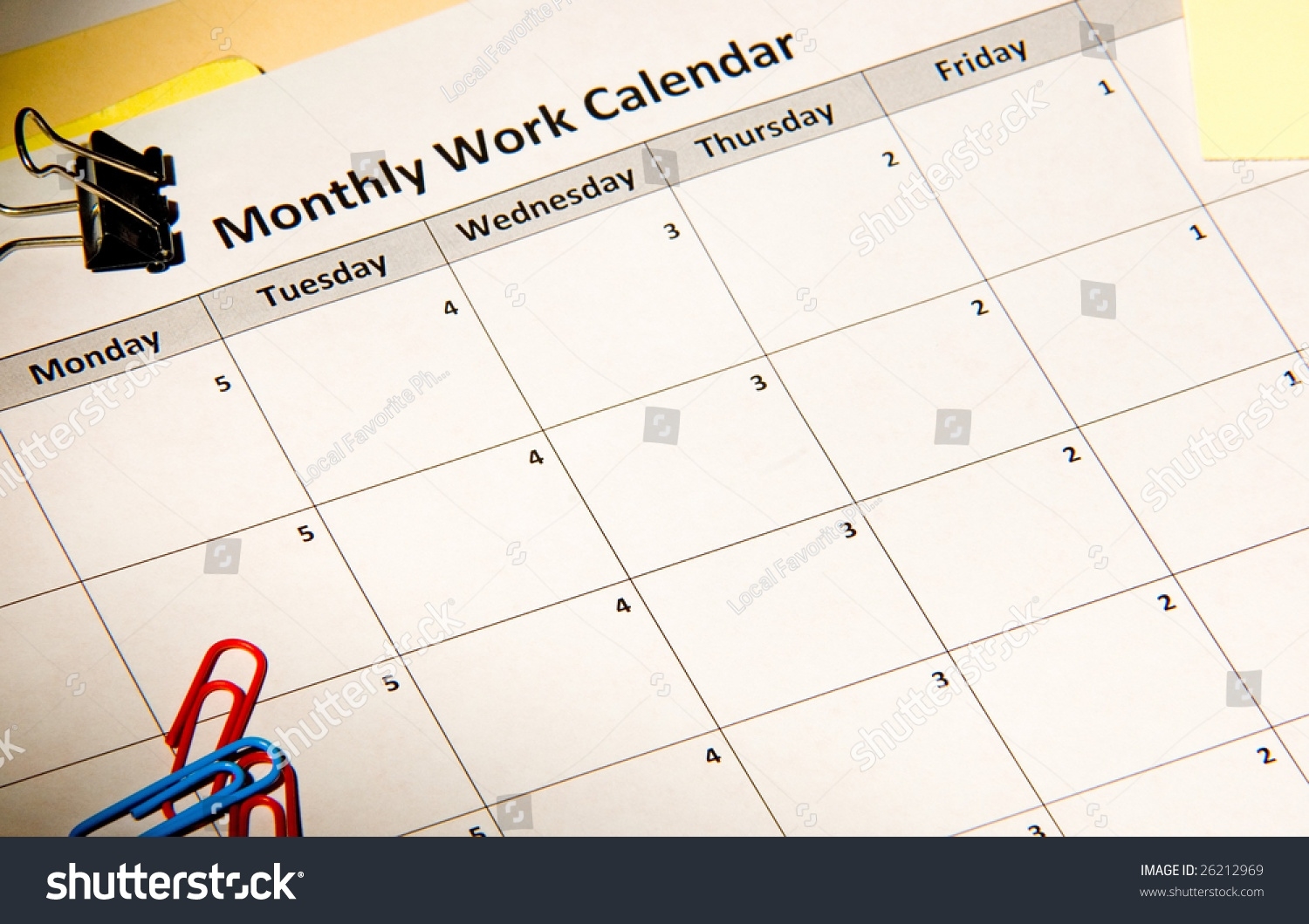 Work Week Countdown Calendar Stock Photo (Edit Now) 26212969 Countdown Calendar In Weeks