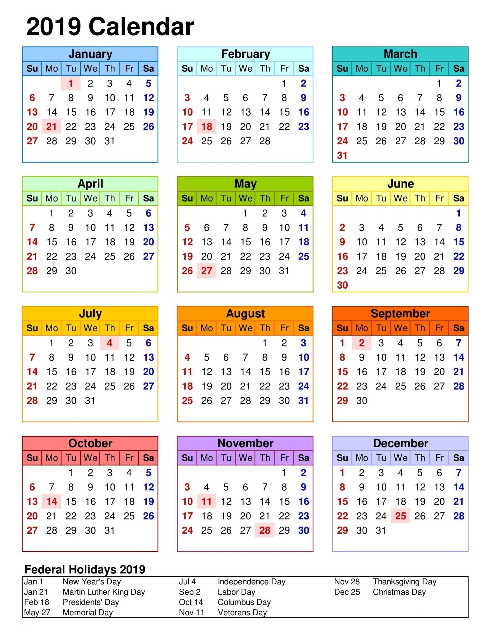 Yearly Calendar 2019 Template Vertical – Printable 2018 Calendars Free 5 Year Calendar Template