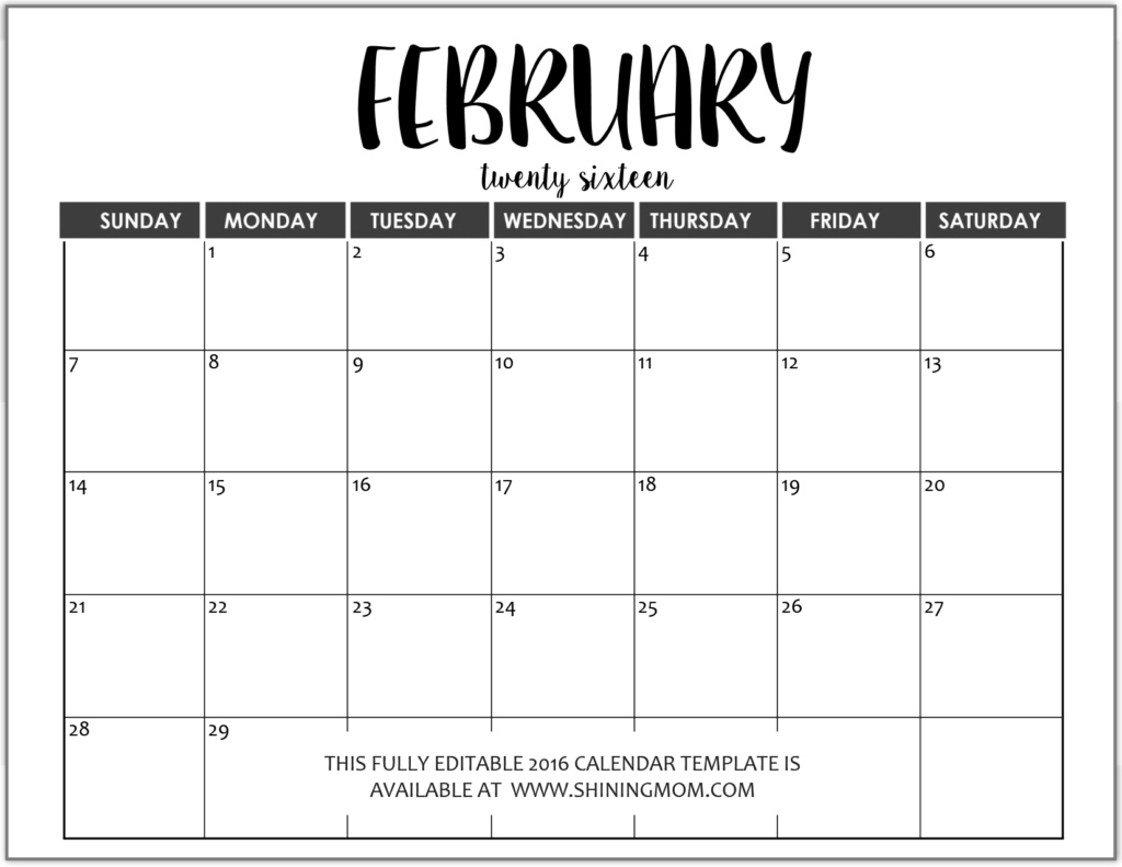 012 Monthly Calendar Templates Free Editable Fully February In Ms Remarkable Monthly Calendar Blank Template
