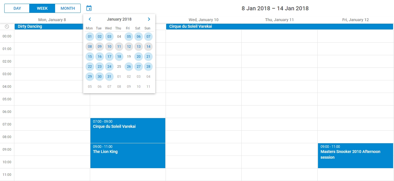 15 Useful Features Of Javascript Schedulers - Dzone Web Dev Kendo Calendar Month View