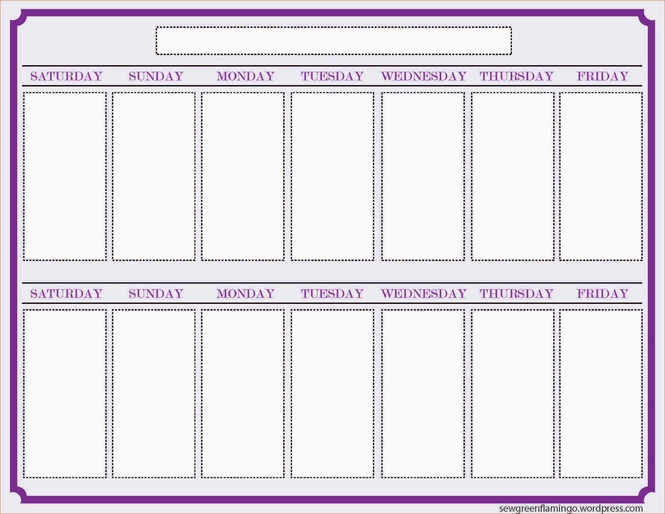 2 Week Blank Printable Calendar Template Design In | Otohondalongan 2 Week Blank Calendar Template