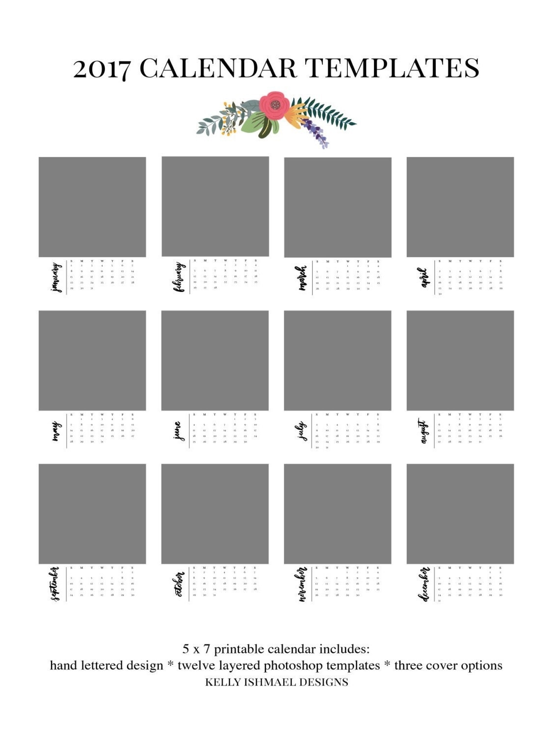 2017 Calendar Template 5×7 Desktop Calendar Photoshop With Regard To 5X7 Calendar Template Free