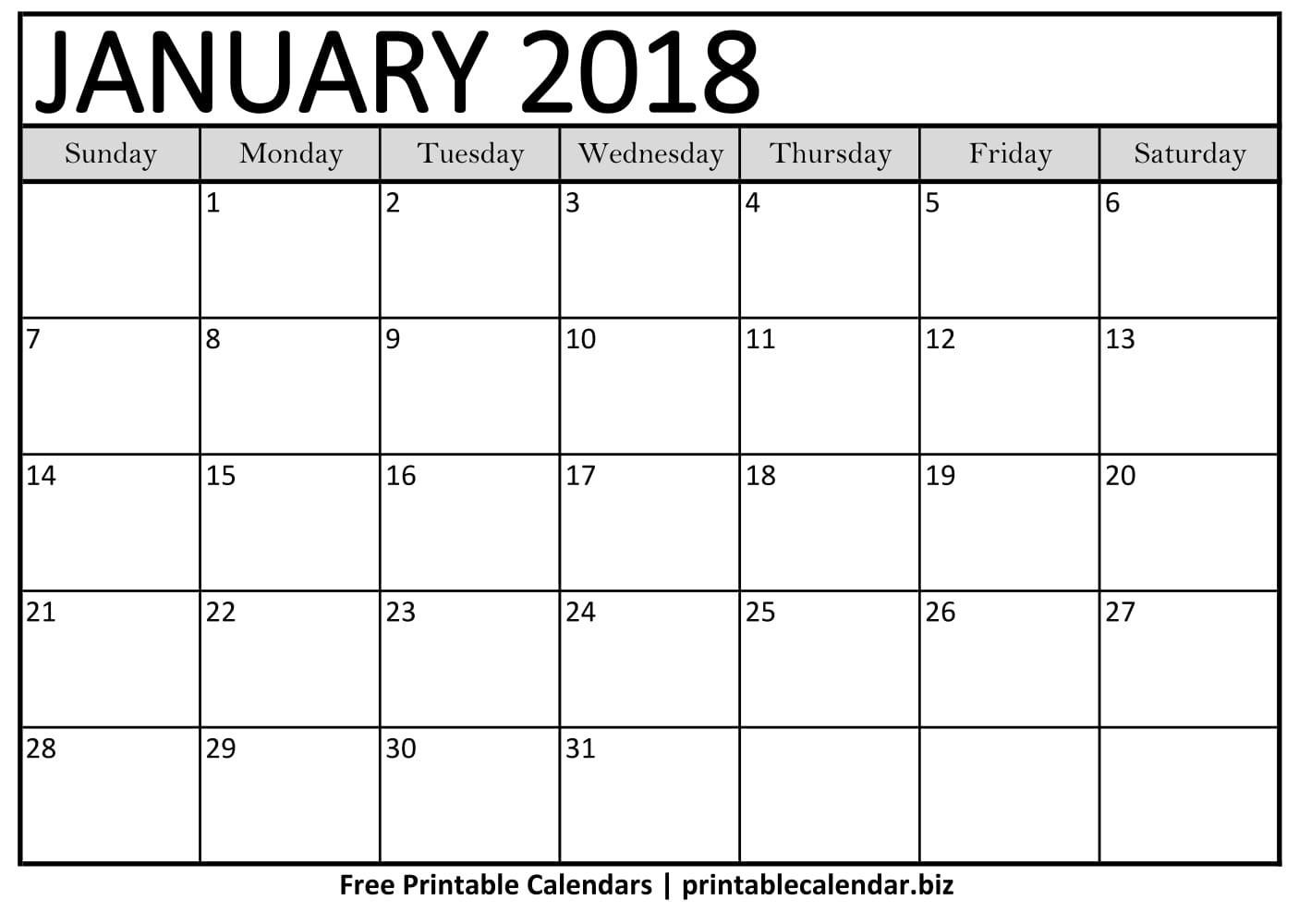 2018 Printable Calendar Templates Biz Within Calendar Template Template For A Printable Calendar