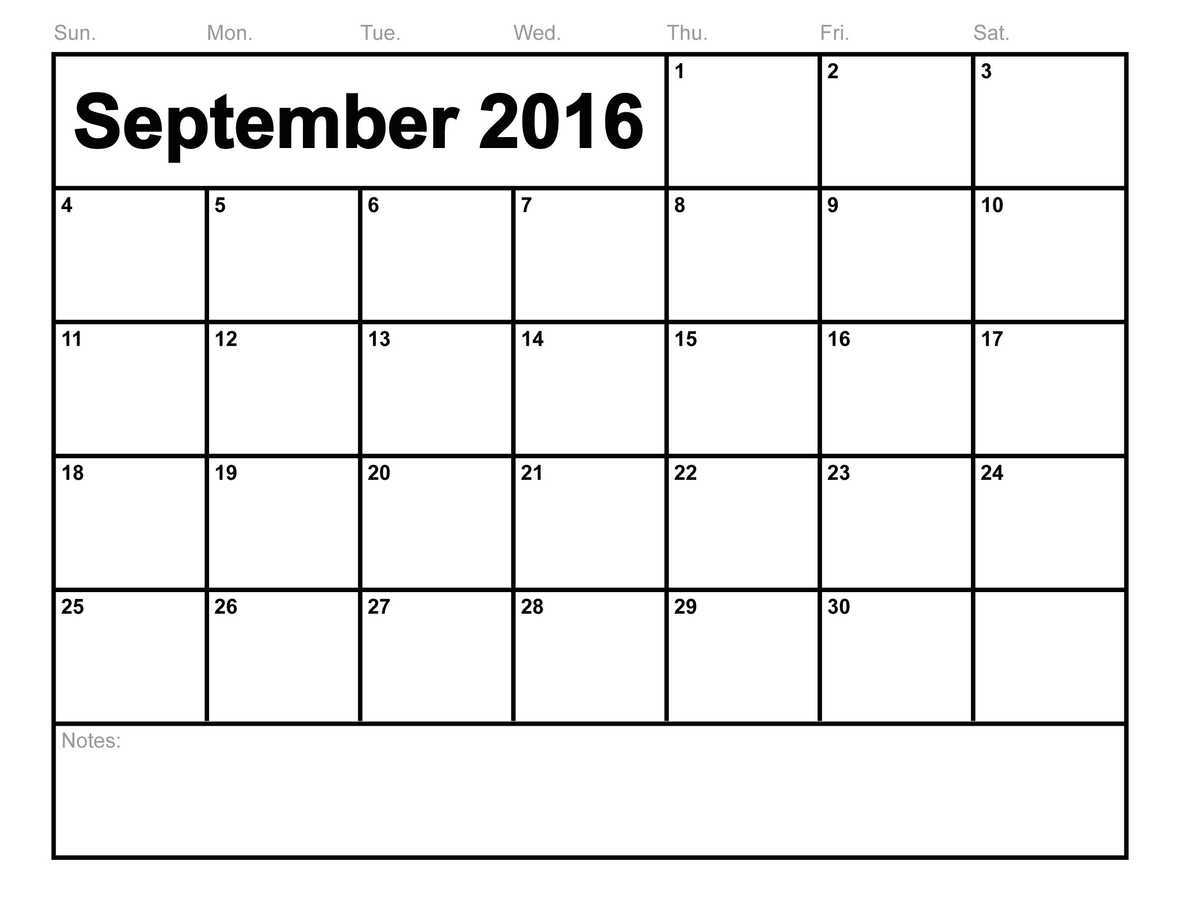 2018 September Printable Calendar Free, Blank Templates Pdf Monthly Calendar Blank Template