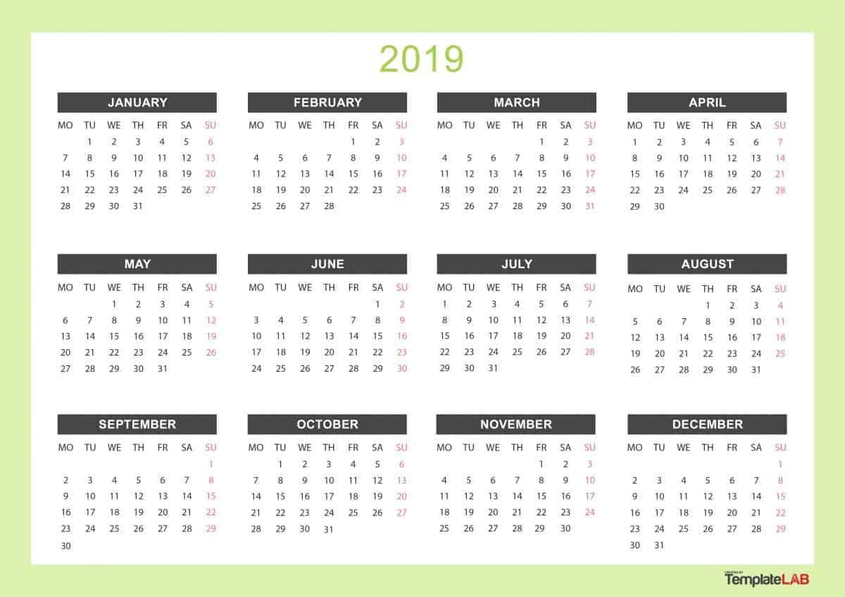 2019 Printable Calendars [Monthly, With Holidays, Yearly] ᐅ Year Calendar With Holidays