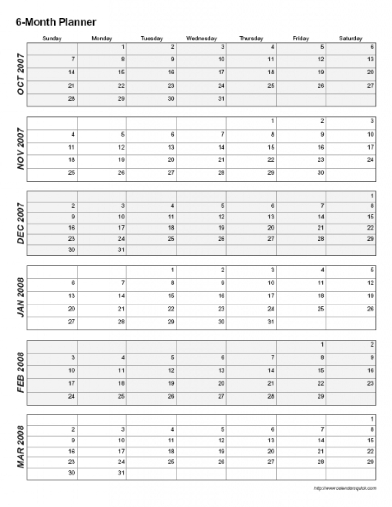 6 Month Printable Calendar Free • Printable Blank Calendar Template Free Calendar 6 Month