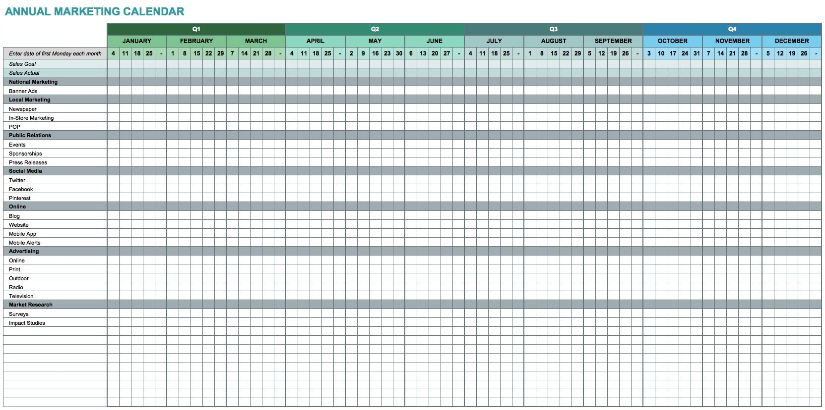 9 Free Marketing Calendar Templates For Excel - Smartsheet Calendar Template In Excel